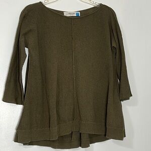Sparrow Anthro Olive Green woven a line essential basic 3/4 sleeve top medium